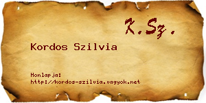 Kordos Szilvia névjegykártya