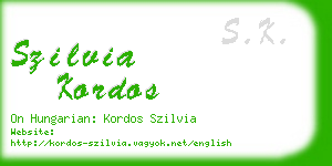 szilvia kordos business card